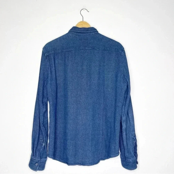 Adolfo Dominguez Knit Long Sleeve Blue Button Down Mens Shirt Size Medium - Picture 8 of 8